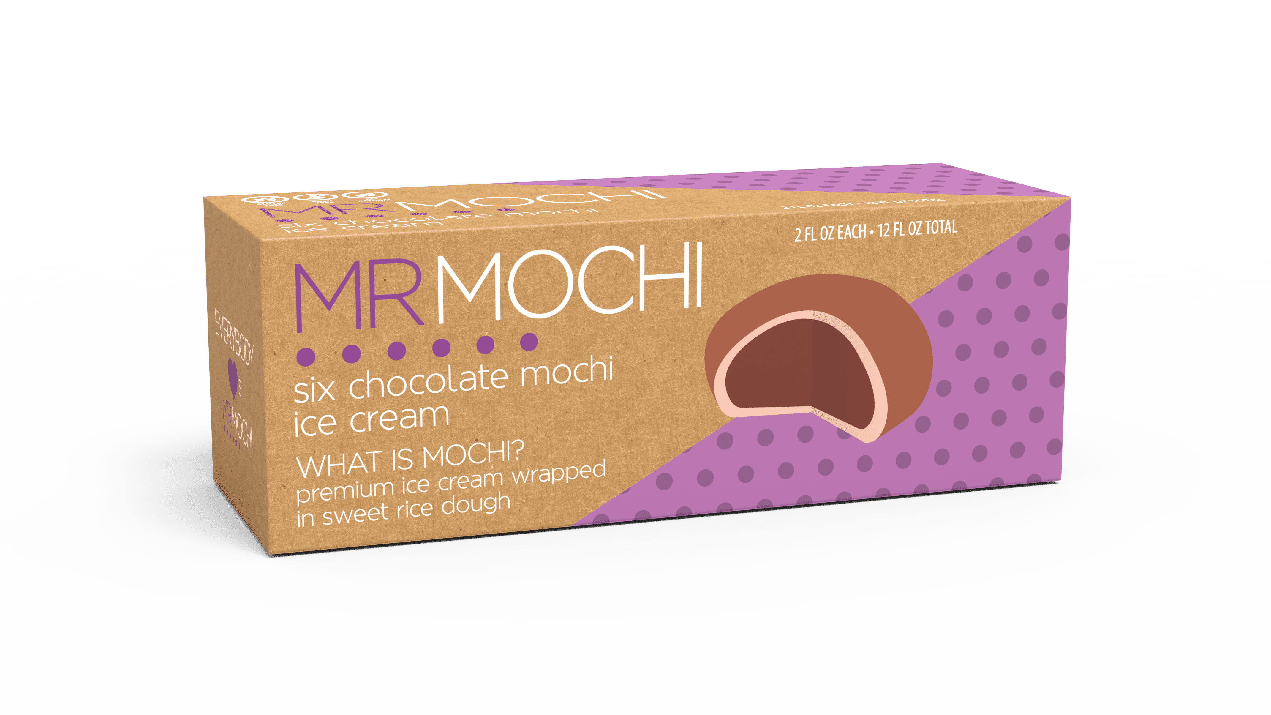 Mr. Mochi Ice Cream, Chocolate 6 Pack, 12 Fl Oz (Frozen)