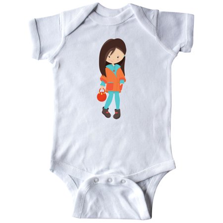 

Inktastic Fashion Girl Brown Hair Orange Jacket Leggings Gift Baby Girl Bodysuit