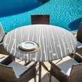 thumbnail image 6 of Gray Flower Round Tablecloth, Fitted Table Cover with Elastic for 45"-54" Round Tables, Geometric Stripe Gradient Branch Minimalist Table Cloth Outdoor Indoor Dinning Party Waterproof Tablecloths, 6 of 7