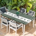 thumbnail image 2 of Farmhouse Green Plaid Table Cloths for 5 Foot Rectangle Tables, Vintage Country Cock Checkered Patio Waterproof Elastic Fitted Tablecloths, Washable Rectangular Table Cover for Camping, 2 of 8