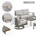 thumbnail image 5 of HAPPATIO 6-Pc Aluminum Patio Sofa Set, Outdoor Conversation set, Loveseat, Coffee Table, Swivel Sofa x2, Ottoman x2, Rope Backrest, for Yard, Deck, 5 of 7