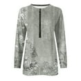 thumbnail image 4 of QUYUON Womens Sweatshirts No Hood Deals Half Zip Sweatshirts Women Floral Print Casual Crew Neck Long Sleeve Shirts Quarter Zip Pullover Tops Soft Lightweight Sweatshirts Gray-F L, 4 of 5