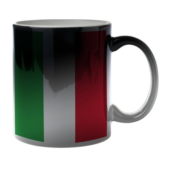 KuzmarK Black Heat Morph Color Changing Coffee Cup Mug 11 Ounce - Italian
