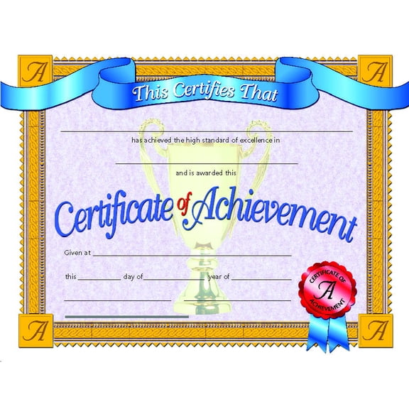 Hayes Achievement Certificate, 8.5" x 11", Pack of 30