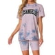 thumbnail image 1 of Conjunto de ropa de lounge para mujeres INSPIRE CHIC, conjunto de pantalones cortos de tie dye, loungewear S Rosa oscuro, 1 of 1