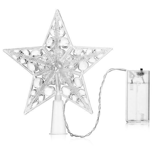 HEANUJJ White Plastic Christmas Treetop Star Lamp, Reusable Tree Decoration for Holiday Season, 1 Piece