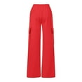 thumbnail image 6 of XUNKUSGA Girls Sweatpants with Cargo Pockets 5-15Y Casual Elastic Waistband Wide Leg Pants for Girls Fashion Loose Y2k Long Pants Comfortable Drawstring Waist Baggy Pants Red, 6 of 6