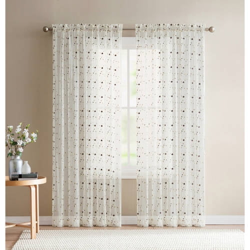 Better Homes and Gardens Vintage Rose Sheer Window Curtain Panel, 54 x
