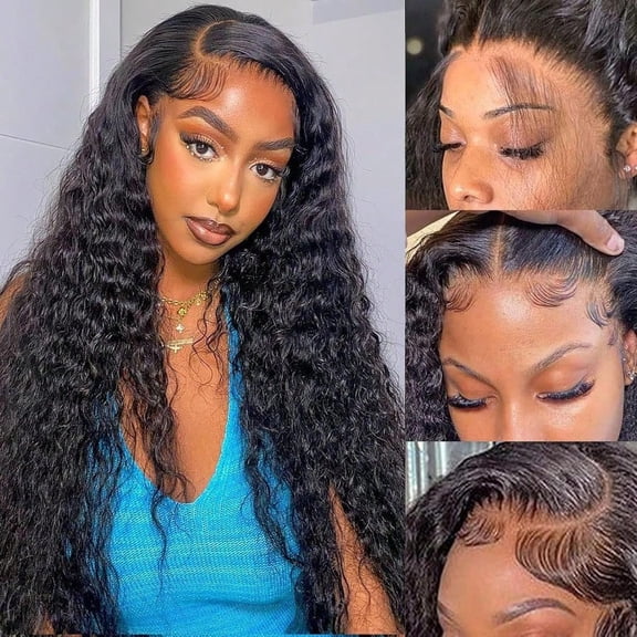 20 Inch Deep Wave Lace Front Wigs Human Hair 13x6 HD Transparent Lace Front Wigs 180 Density Deep Curly Frontal Wigs Human Hair Pre Plucked Glueless Wigs Human Hair For Women
