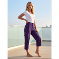 thumbnail image 2 of FAIOROI Cargo Capris for Womens High Waist Cropped Pants Back Elastic Waist Casual Outfits,Purple 3XL, 2 of 5