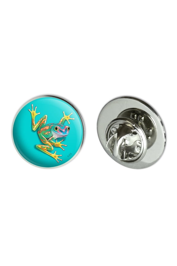 Big Tropical Rainbow Rainforest Tree Frog Metal 0.75" Lapel Hat Pin Tie Tack Pinback