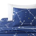 Printed Bamboo Duvet Cover Fitted Sheet Bedding Set, Navy Blue Galaxy