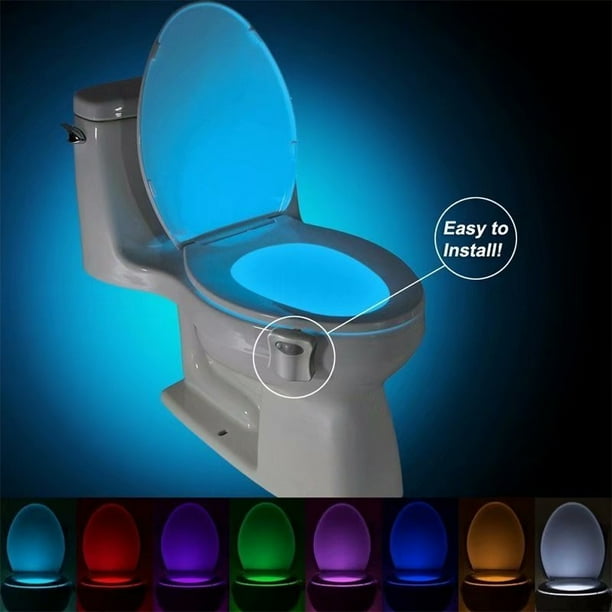 Détection de mouvement de lumière de toilette - Lumière de cuvette de  toilette LED 16 couleurs avancée, mémoire interne, détection de lumière  (blanc)