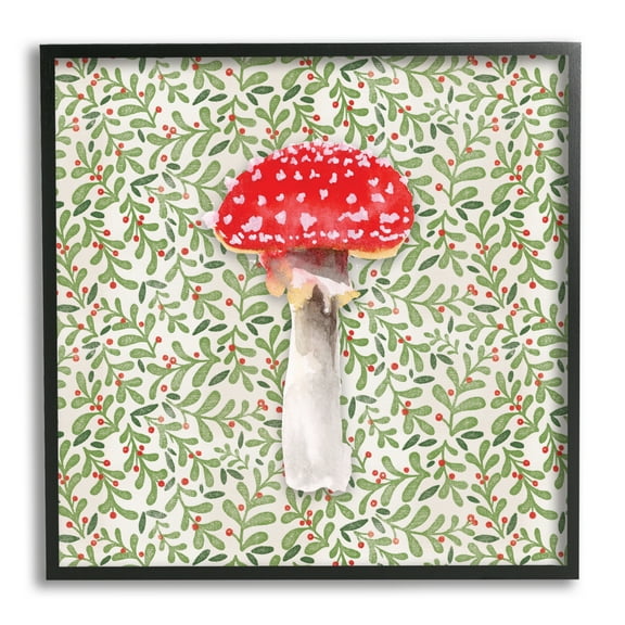 Stupell Industries Leaf Patterned Mushroom Botanical & Floral Painting Black Framed Art Print Wall Art, 12 x 12