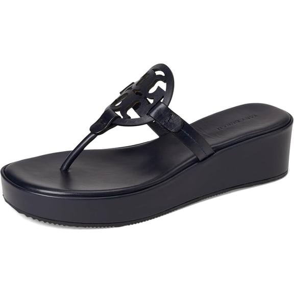 Tory Burch Women's Miller Wedge Sandals 25mm, New Navy, 10