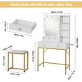 thumbnail image 2 of White Makeup Vanity Desk Set with Mirror, 3 Lighting Modes, 2 Drawers, Built-in Charging Station & Stool, 2 of 7