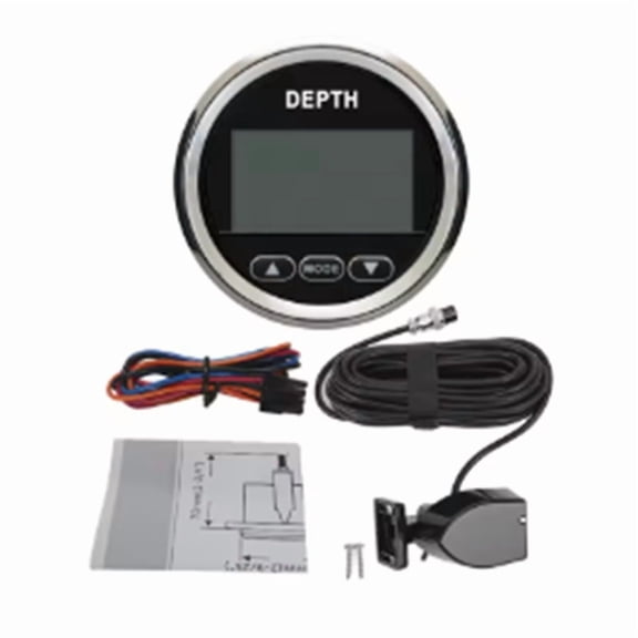 Marine 52mm Digital Depth Gauge Indicator with Transducer and White Backlight for Yachts Fishing Boats Universal 12V BS