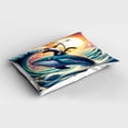 thumbnail image 2 of Ambesonne Nautical Pillow Sham, Archer Wild Cat on a Whale, 36" X 20", Teal Purple and Orange, 2 of 2