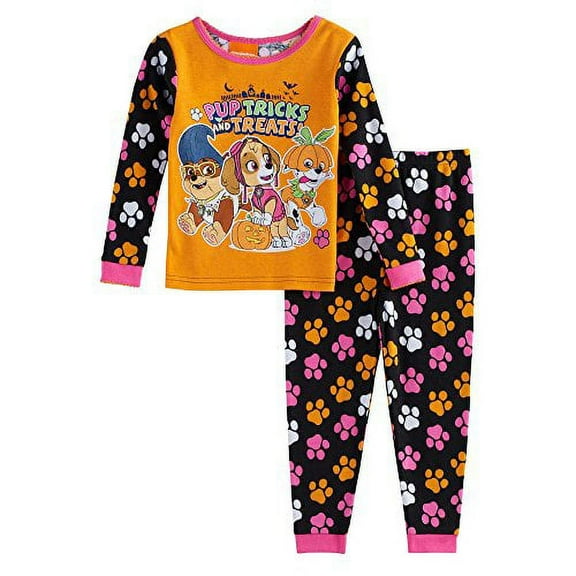 Girls Paw Patrol Tricks & Treats Halloween Glow in the Dark Pajama Set, Size 3T