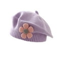 thumbnail image 2 of Toddler Girls Cute Flower Beret Hats Fall Winter Hats Knitted Painter Hats for Girls 1-4Y, 2 of 3