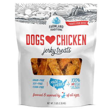 Farmland Traditions Dogs Love Chicken, Jerky Treats, 3 lbs (1.36 kg ...