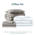 thumbnail image 4 of Bare Home 6-Piece Bedding Duvet and Sheet Set - Twin Size, Sandwash Frost Grey with White Duvet Insert, 4 of 10