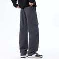 thumbnail image 6 of Mifsaly Wide Leg Cargo Pants Men Oversized Loose Casual Pant Drawstring Elastic Waist Baggy Hip Hop Streetwear Trousers with Multi Pockets M, 6 of 6