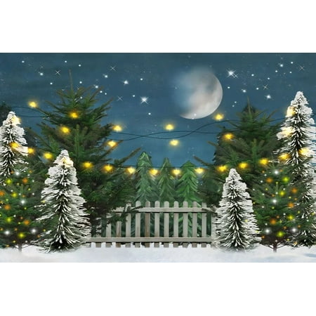 Image of Winter Backdrops For Photography Merry Christmas Festivals Pine Tree Farm Door Yard Gift Child Scenic Photo Background Photocall