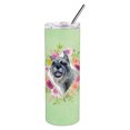 thumbnail image 3 of Schnauzer Green Flowers Double Walled Stainless Steel 20 oz Skinny Tumbler, 3 of 4