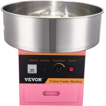 1050W Commercial Cotton Candy Machine - Electric Candy Floss Maker with Stainless Steel Bowl & Temp Control (149°F-473°F) - Pink