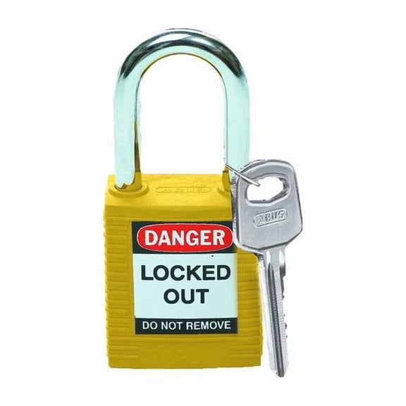 Lockout Padlock, Keyed Different, Nylon, Yellow, 1 1/2 in Shackle Height, 1 1/2 in Body Width