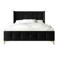 thumbnail image 3 of Castle Place Luxury Glam Queen Size Velvet Upholstered Bed, Black, 3 of 8