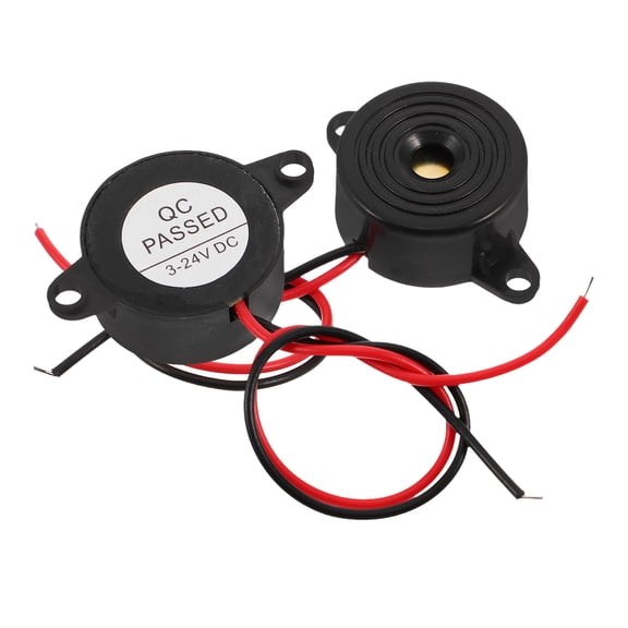 OFFIGAM Set of 2 Black Active Piezoelectric Electronic Buzzers for Car Alarm Security and Projects