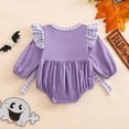 thumbnail image 5 of Gubotare First Halloween Baby Girl Bodysuit Baby Girl Outfit Plaid Bubble Bodysuit Bodysuit Embroidery Jumpsuit Cute Fall Winter Clothes 0 3 6 9 12 18 24 Months (Light Purple,0-3 Months), 5 of 5