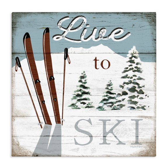 Stupell Industries Farmhouse Live To Ski Rustic Snow Sports Canvas Art, 17 x 17, by Elizabeth Tyndall