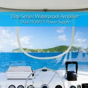 Pyle PLMRA400 4 Channel Waterproof Vehicle Audio Amplifier, White, 3.95 lb