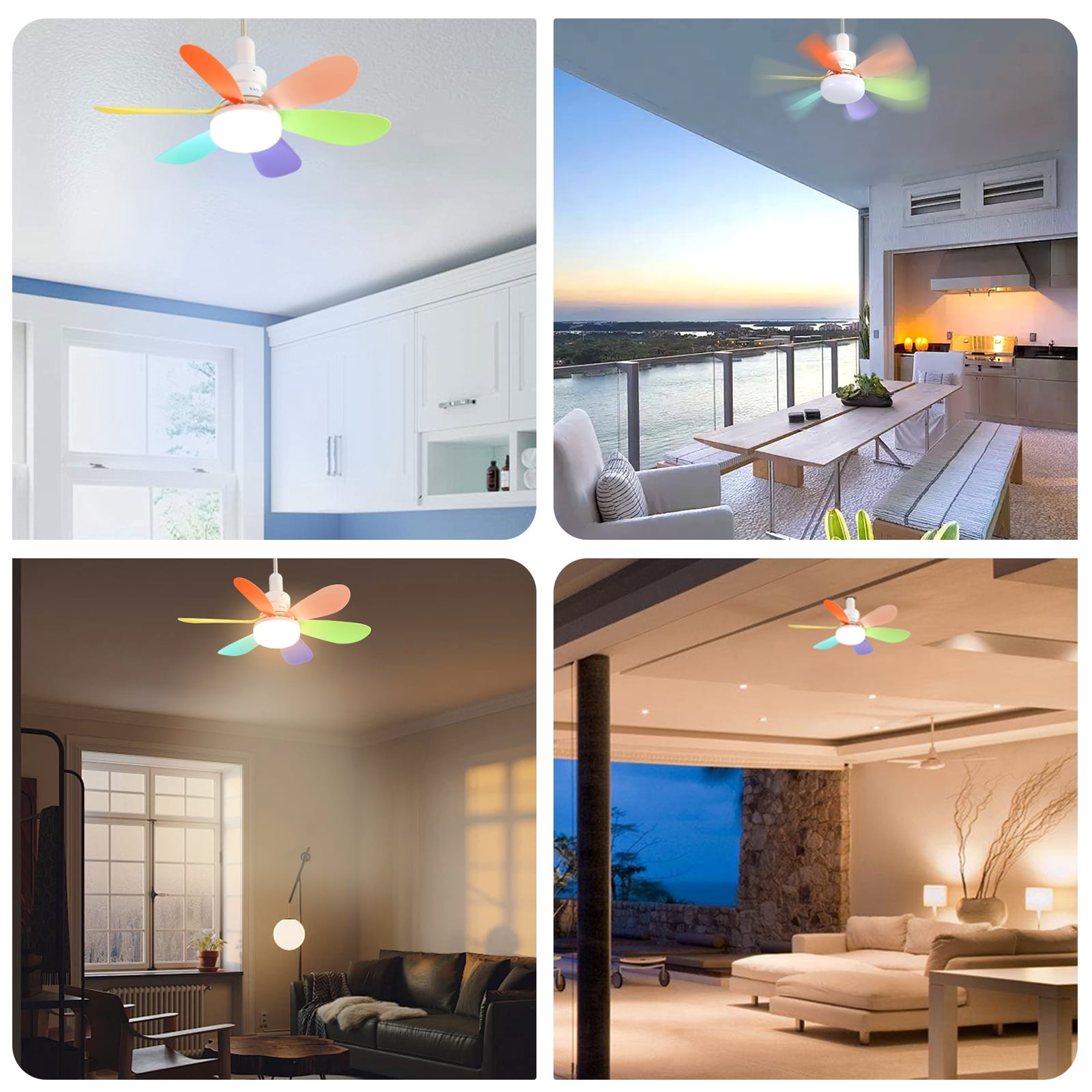 JOPESO 6 Blades Socket Fan Light with Remote 3-Timer 20.5" Memory Function Ceiling Fan Light for All Locations
