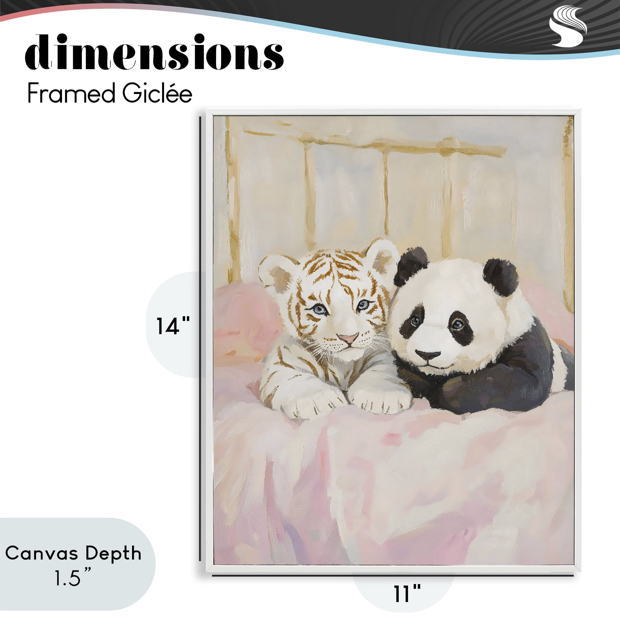 Stupell Industries Baby Panda & Tiger Cuddles White Framed Giclee Art, design by The Prints Vibe