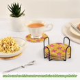 thumbnail image 5 of Yayeee 6 PCS Drink Coasters with Holder Set Woven Absorbent Round Tabletop Hot Pad, Large Pink Stars, 5 of 7