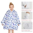 thumbnail image 6 of Light Blue Butterfly Purple Pattern Blanket Hoodies for Kids 6-13YR Oversize Wearable Blanket Hoodies for Boys Girls Teens, 6 of 7