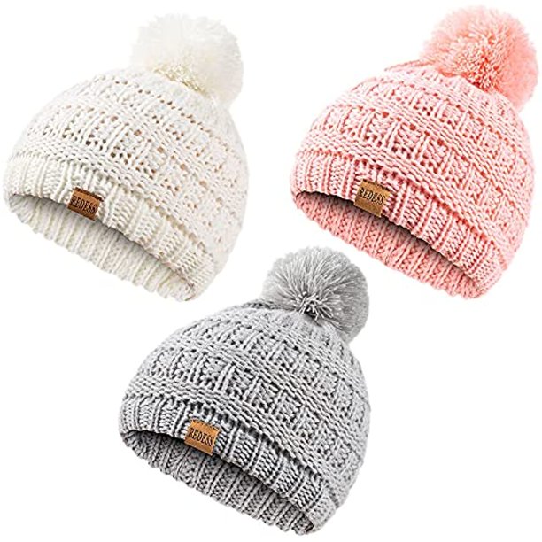 Baby Kids Winter Warm Hats, Infant Toddler Children Pom Pom Beanie Knit ...