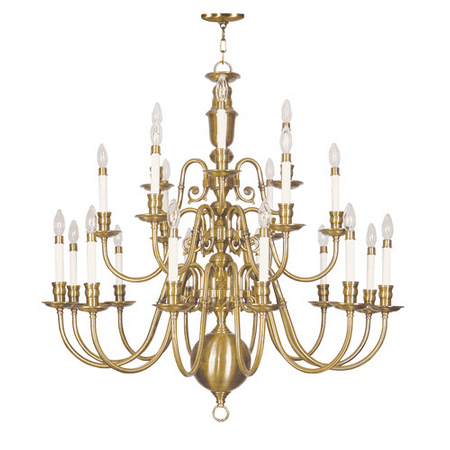 

Chandeliers 21 Light With Flemish Brass Candelabra Base 42 inches 840 Watts - World of Crystal