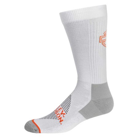 Harley-Davidson Men's Bar & Shield Performance Rider Crew Socks - White, Harley Davidson