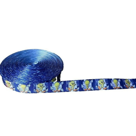 Tweety Bird Cartoon Character Poses Grid 1" Wide 3 Yards Repeat Ribbon