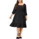 thumbnail image 2 of Vestido midi de gacon cuello cuadrado bohemio de lunares suizos Agnes Orinda Negro 2X, 2 of 6