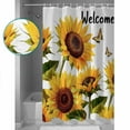 thumbnail image 3 of 72x78 Inch Shower Curtain Summer Sunflower Bathroom Decor Waterproof Fabric Bathtub Bath Curtains Decorative Butterfly Text Vintage Watercolor Extra Long Shower Curtain Set with Hooks, 3 of 6