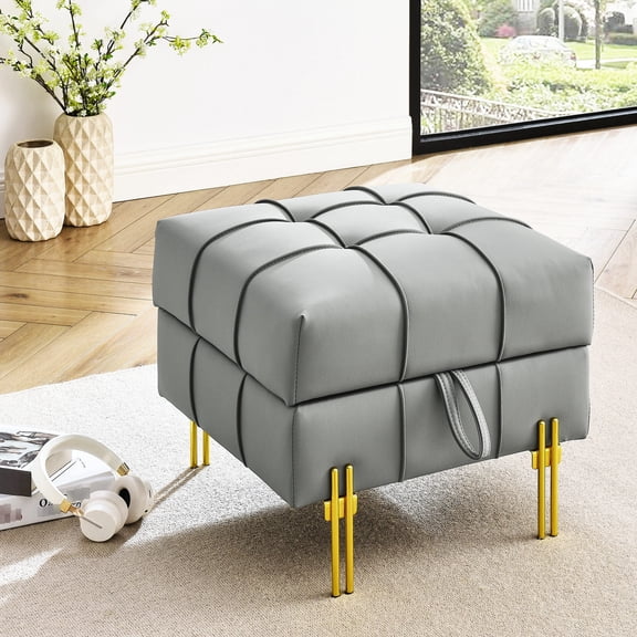 22 inches Ottoman with Storage | Pet-Friendly and Stylish Design | Gray Color for a Cozy Atmosphere