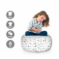 thumbnail image 2 of Space Storage Toy Bag Chair, Black Wavy Lines and Stars Simple Design Large Little Shapes Universe Theme, Stuffed Animal Organizer Washable Bag, Large Size, Dark Grey and White, by Ambesonne, 2 of 3
