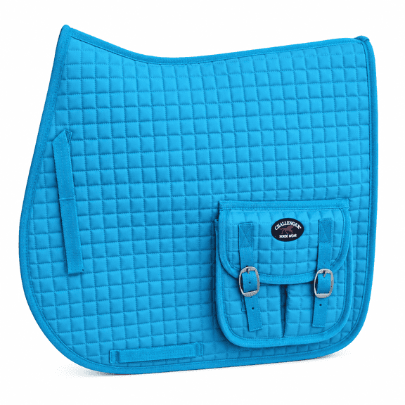 Horse English Quilted Fleece All-Purpose Saddle Pad Turquoise w/ Pockets 72124