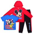 thumbnail image 2 of Disney Boy's 3 Pack Mickey Mouse Tee, Zip Hoodie and Jogger Pant Set, Red, Size 2T, 2 of 2